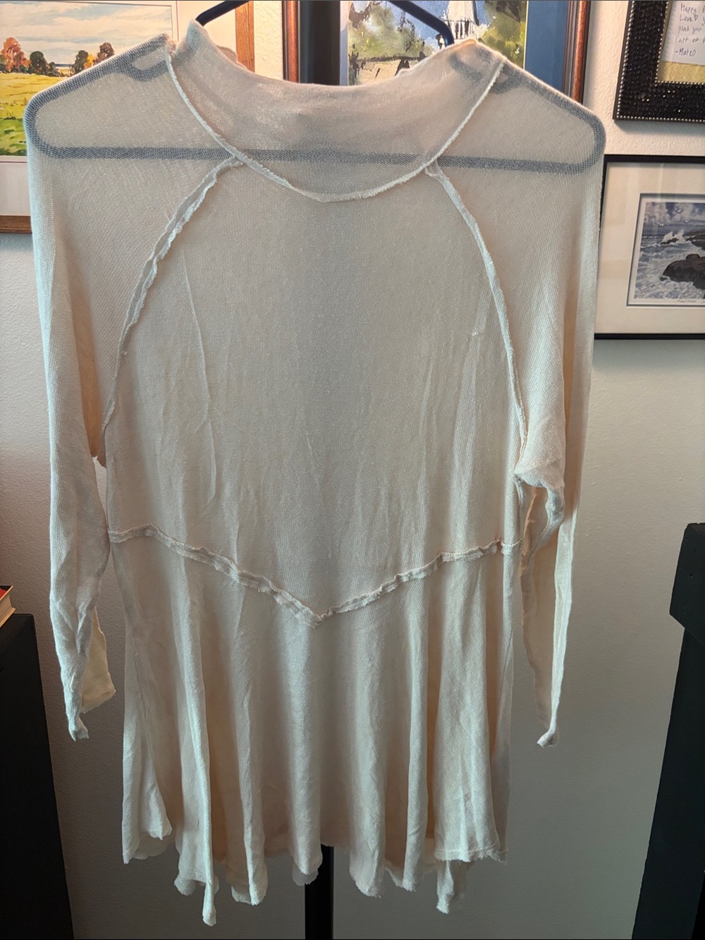 Free People Cream Long-Sleeve Lightweight Tunic